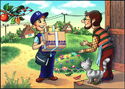 Children philately. Professions. Postman