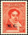 Bernardino Rivadavia (1780-1845), ovpt. "M.G."