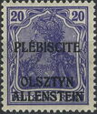 "Germania" overprinted OLSZTYN-ALLENSTEIN