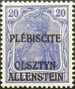 "Germania" overprinted OLSZTYN-ALLENSTEIN