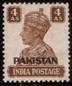 King George VI wearing Imperial Crown of India - overprinted