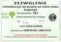 Permit entitling to enter the Silesian Park
