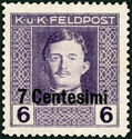 Emperor Karl I (1887-1922) overprinted in Centesimi