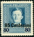 Emperor Karl I (1887-1922) overprinted in Centesimi