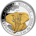 100 Shillings (African Wildlife - Elephant 1 Oz. Gilded)