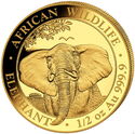 500 Shillings (African Wildlife - Elephant ½ Oz. Gold.)