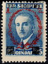 King Zog I of Albania surcharged in black