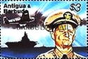 Admiral Chester Nimitz and Aircraft Carrier - Overprinted