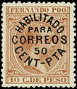 Alfonso XIII overprinted by BLUE 50C