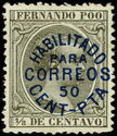 Alfonso XIII overprinted by BLUE 50C