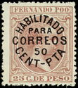 Alfonso XIII overprinted by BLUE 50C