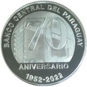 70 Guaranies (70th Anniversary of Central Bank of Paraguay)