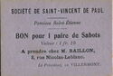 Société de Saint-Vincent de Paul - Bon pour 1 paire de sabot