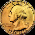 25 Cents / Quarter (1976 Bicentennial Prism Hologram Quarter (Gold Plated Regular Strike))