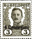 Emperor Karl I (1887-1922) overprinted in Centesimi