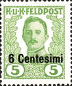 Emperor Karl I (1887-1922) overprinted in Centesimi