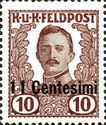 Emperor Karl I (1887-1922) overprinted in Centesimi
