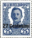 Emperor Karl I (1887-1922) overprinted in Centesimi