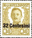 Emperor Karl I (1887-1922) overprinted in Centesimi