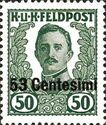 Emperor Karl I (1887-1922) overprinted in Centesimi