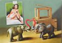 Painting exhibition in Carennac, 2011 : Elephants, Pin-Up