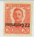 Emperor Karl I (1887-1922) overprinted in Centesimi
