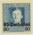 Emperor Karl I (1887-1922) overprinted in Centesimi