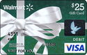 Green card with white ribbon