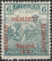 Red overprint: 'Magyar Nemzeti Kormány, Szeged, 1919.'