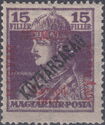 Red overprint: 'Magyar Nemzeti Kormány, Szeged, 1919.'
