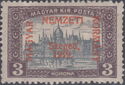Red overprint: 'Magyar Nemzeti Kormány, Szeged, 1919.'