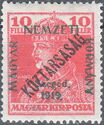 Green overprint: 'Magyar Nemzeti Kormány, Szeged, 1919.'