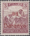 Cinnabar overprint: '1919 Baranya'