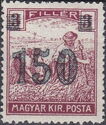 '150 fillér' Overprint