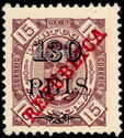 King Carlos I - overprinted "REPUBLICA" and surcharged