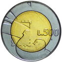 500 Lire (1600th Anniversary of San Marino. Peace in the world)