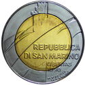 500 Lire (1600th Anniversary of San Marino. Peace in the world)