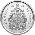 50 Cents (Charles III - Coat of Arms of Canada - Silver)