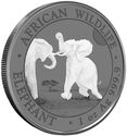 100 Shillings (African Wildlife - Elephant 1 Oz. Black and White)