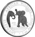 100 Shillings (African Wildlife - Elephant 1 Oz. White and Black)