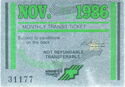 Monthly Transit Ticket November 1986