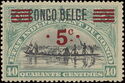 Native Canoe typographic overprint "CONGO BELGE" surcharged