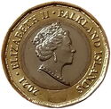 1 Pound (Emblem of the Falkland Islands.)