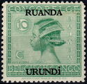 Head-dress of Baluba woman overprinted