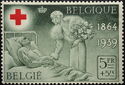Belgian Red Cross Queen Mother Elisabeth and wounded Soldier