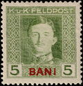 Emperor Karl I (1887-1922) overprinted in BANI