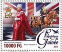 Queen Elizabeth II ,british flag and Soldiers on horse