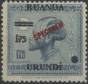 Head-dress of Ubangi man surcharged, overprinted