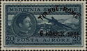King Zog and Airplane over Tirana, overprinted