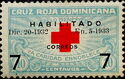 Red cross stamps overprinted 7c on 10c